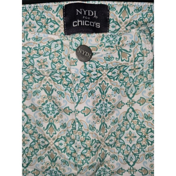 NYDJ for Chico’s Lift Tuck Skinny Pants Women’s 8 Aqua Tan Boho Print –... - Picture 5 of 10